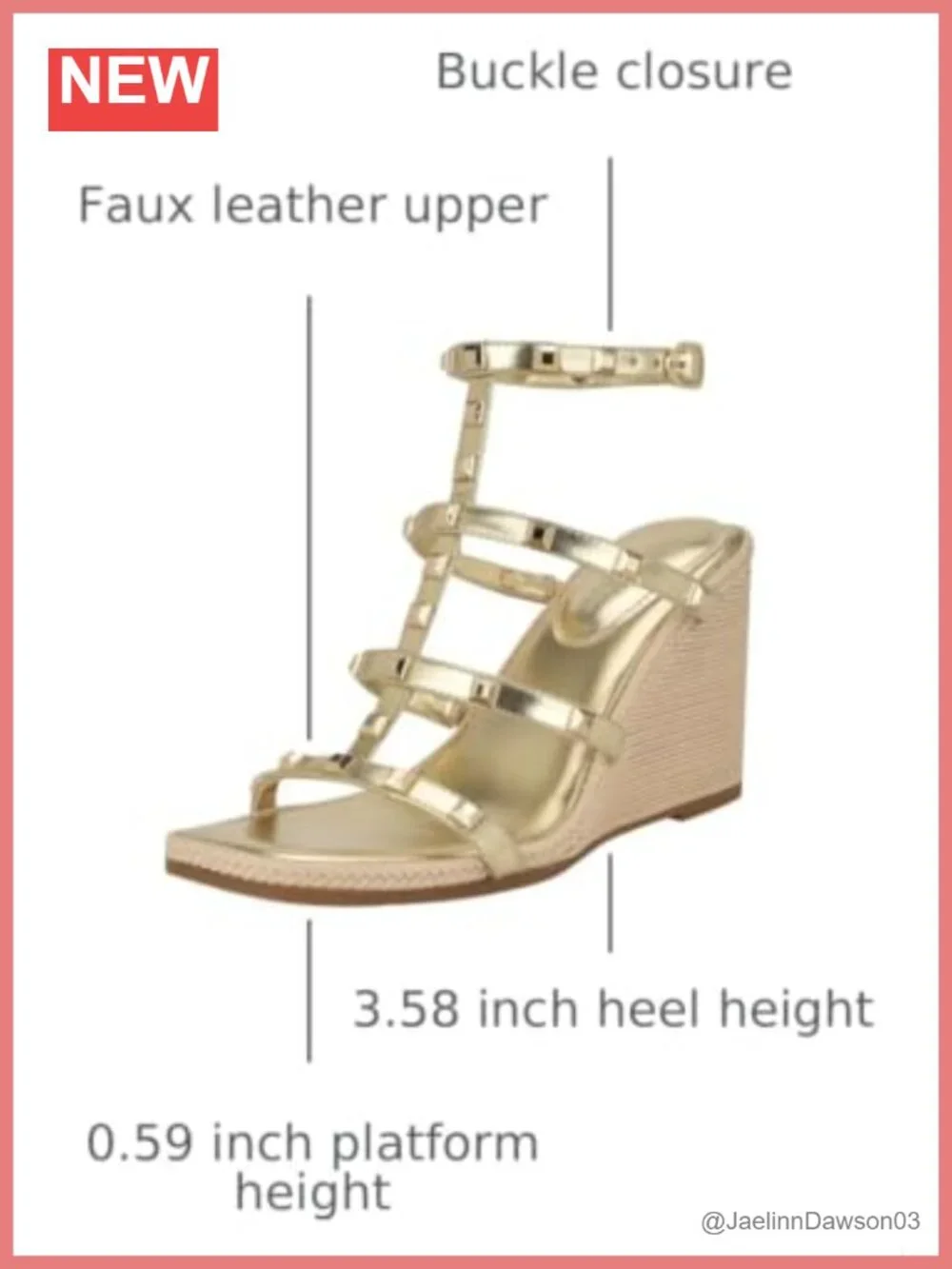 Wedge Sandals Faux Leather Square Toe Strappy Buckle 3.58 Heel Platform
